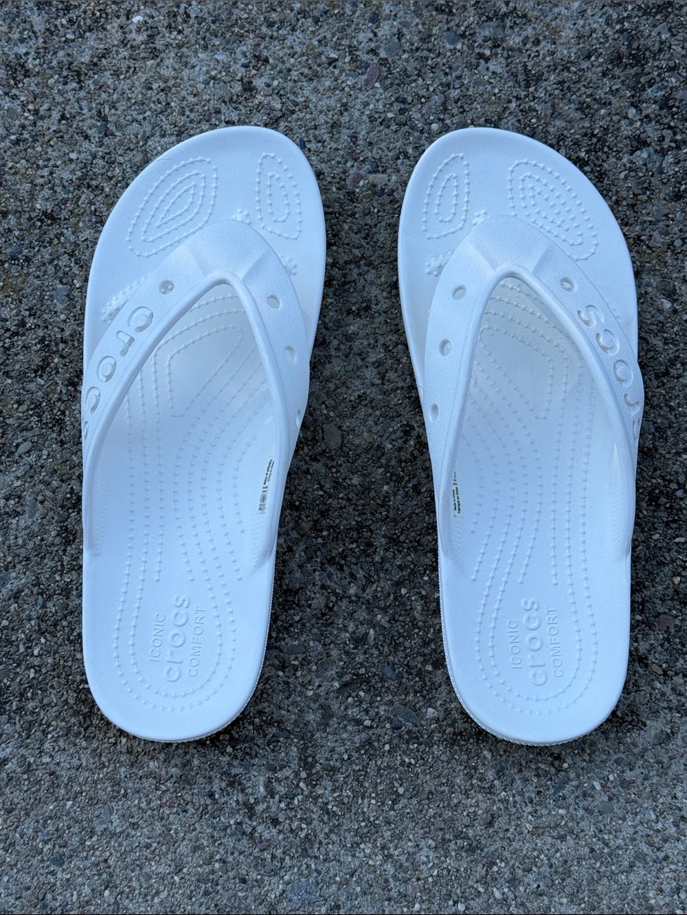 CROCS Women's White Flip Sandals - Classic Thong Comfort
